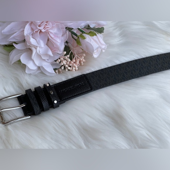 Michael Kors Women's Triple Loop Studded Black Logo Belt - Picture 13 of 14